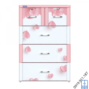Tủ nhựa Tabi L 4 tầng Hồng Tim