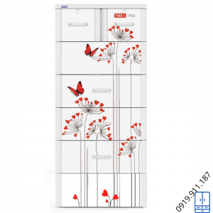 Tủ nhựa Tabi L 6 tầng - Trắng hoa đỏ