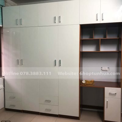 tủ nhựa Ecoplast 4 cánh 4 ngăn liền bàn học sinh