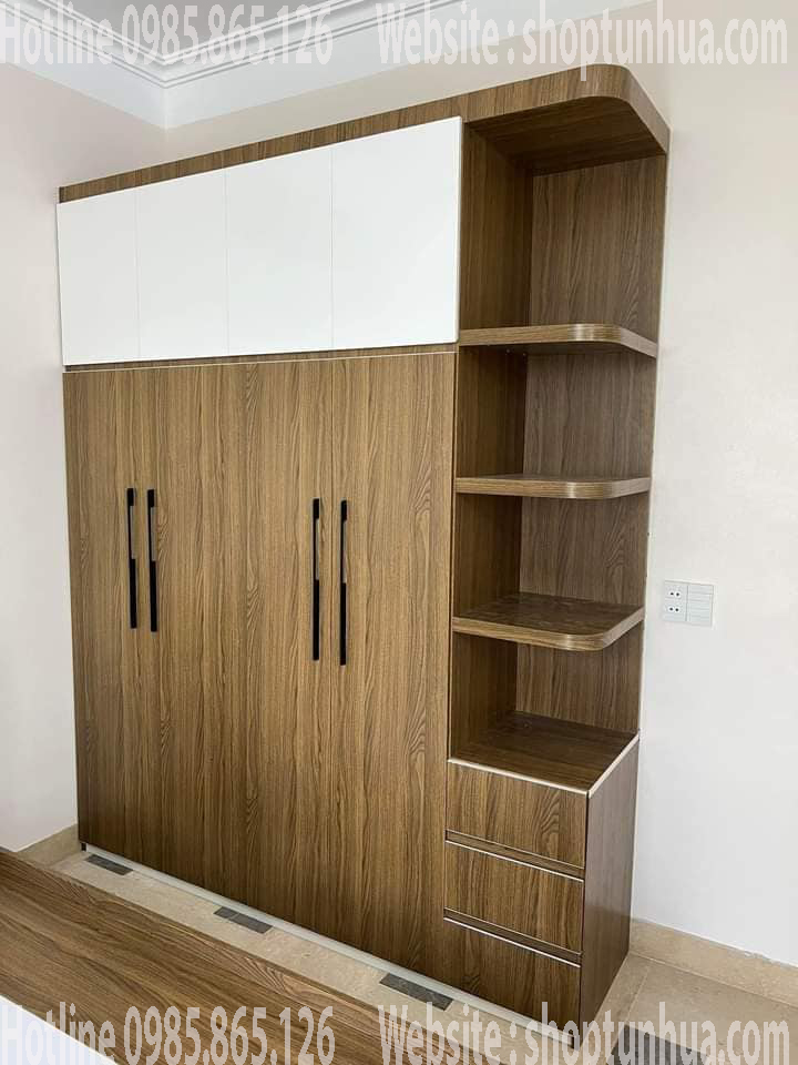 shop tủ nhựa tủ quần áo 4 cánh liền kệ trang trí